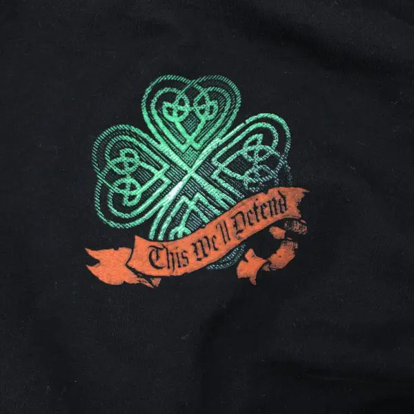 Grunt Style Irish American This We'll Defend Graphic Hoodie Men's Medium