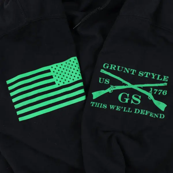 Grunt Style Irish American This We'll Defend Graphic Hoodie Men's Medium