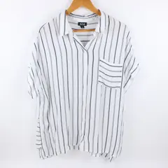 A New Approach a.n.a Women's XL White Navy Striped Button-Up Shirt