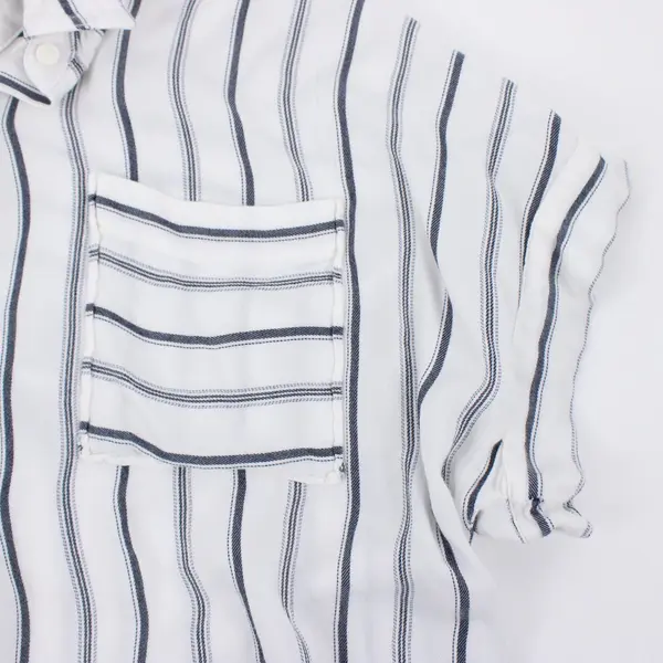 A New Approach a.n.a Women's XL White Navy Striped Button-Up Shirt