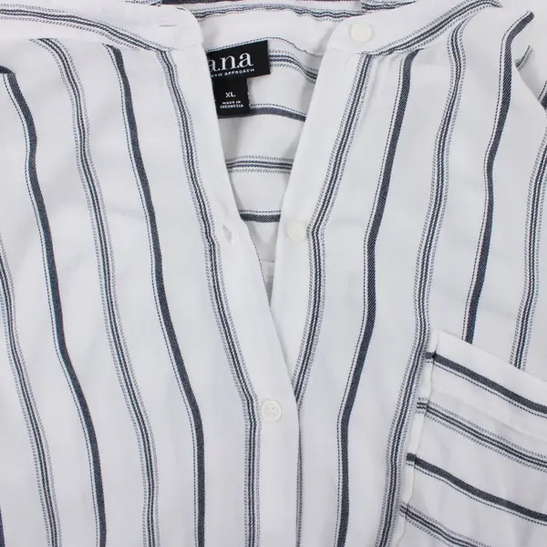 A New Approach a.n.a Women's XL White Navy Striped Button-Up Shirt