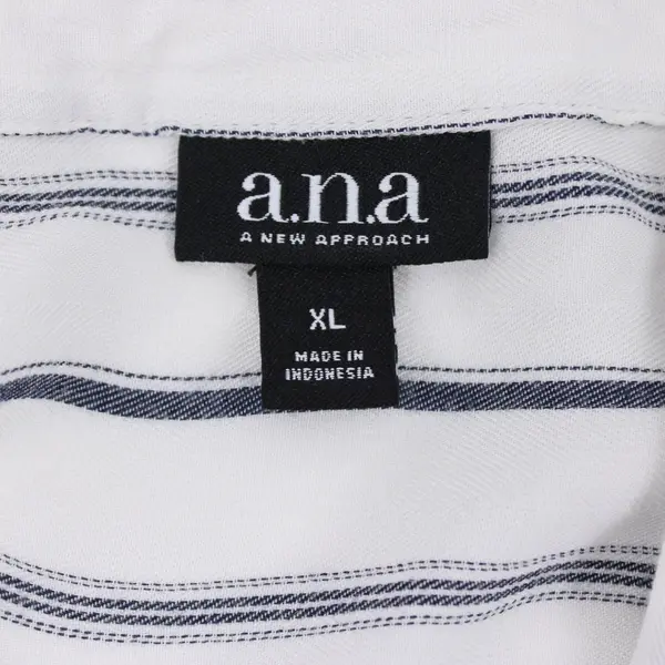 A New Approach a.n.a Women's XL White Navy Striped Button-Up Shirt