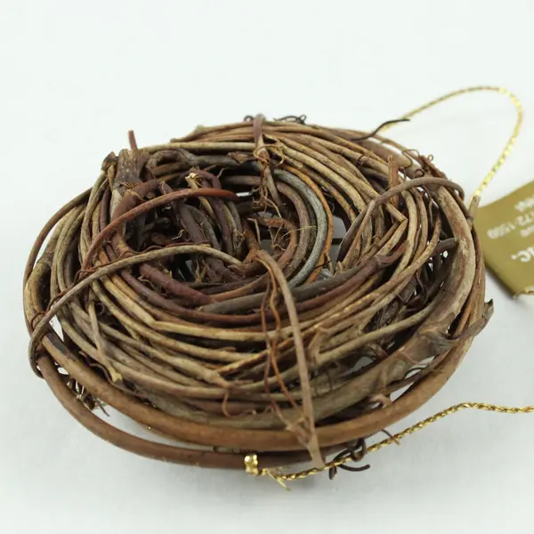 Roman Inc Bird Nest Ornament With Tiny Clear Glass Bird 3" in Diameter Good