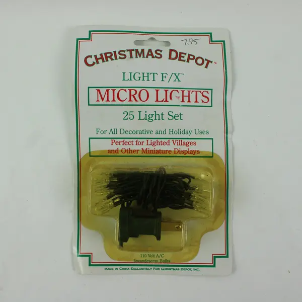 Vintage Christmas Depot Light F/X Micro Lights 25-Light Set Green Wire New 