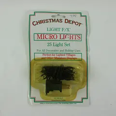 Vintage Christmas Depot Light F/X Micro Lights 25-Light Set Green Wire New 