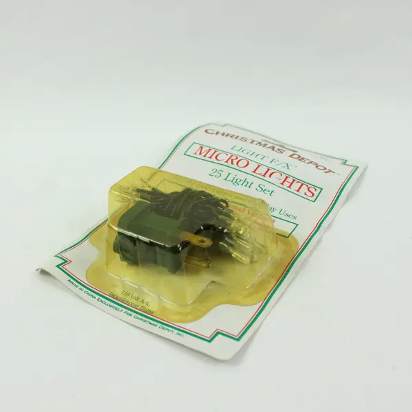 Vintage Christmas Depot Light F/X Micro Lights 25-Light Set Green Wire New 