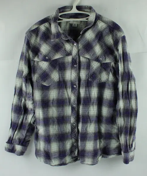 Canyon Guide Outfitters Women's 2XL Purple Off-White Plaid Snap-Front Shirt