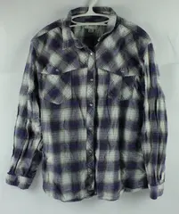 Canyon Guide Outfitters Women's 2XL Purple Off-White Plaid Snap-Front Shirt