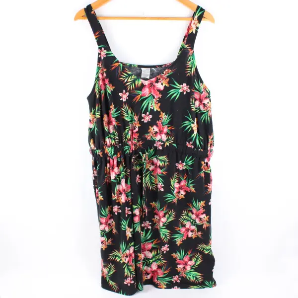 West Loop Women's XL Multicolor Tropical Floral Knee-Length Dress