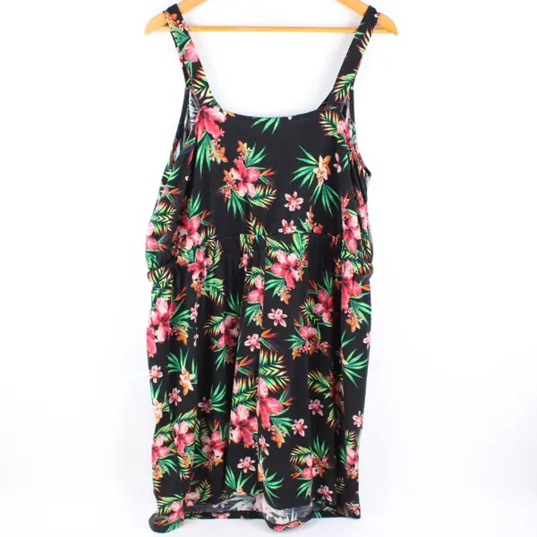 West Loop Women's XL Multicolor Tropical Floral Knee-Length Dress