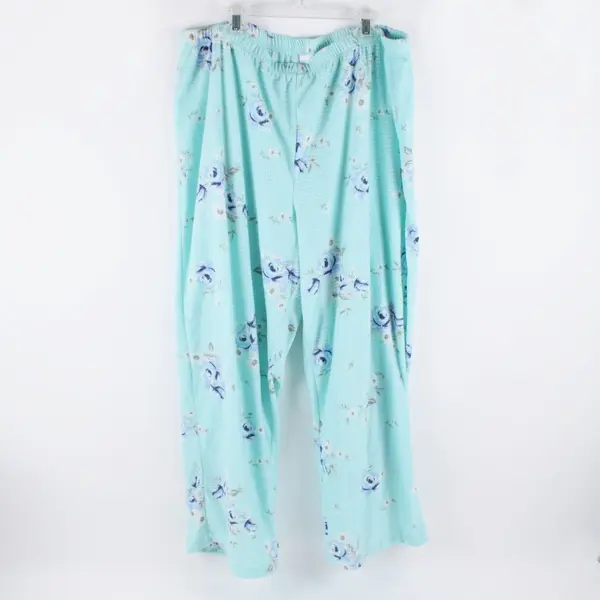 Adonna Women's XL Blue Rose Print Pajama Pants Sleepwear