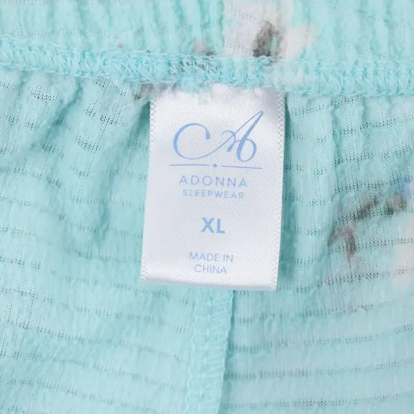 Adonna Women's XL Blue Rose Print Pajama Pants Sleepwear