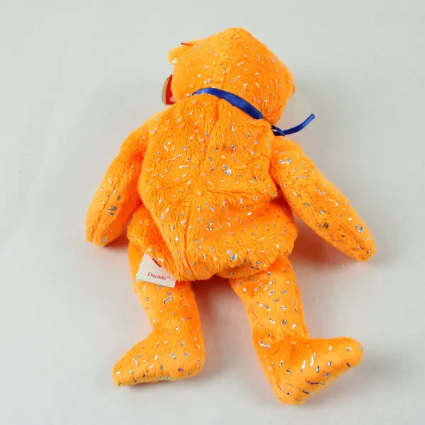 Ty Beanie Baby Decade Bear Orange 10th Anniversary Plush 8 Inch