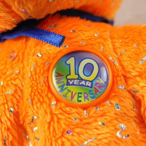 Ty Beanie Baby Decade Bear Orange 10th Anniversary Plush 8 Inch