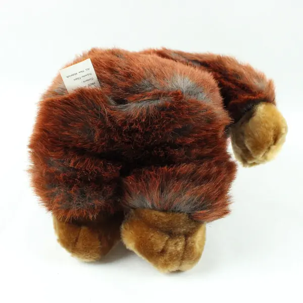 Brown Plush Monkey Stuffed Animal Red Bow White Hearts 