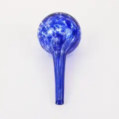 Hand-Blown Glass Plant Watering Globe Blue White Speckled Self-Watering