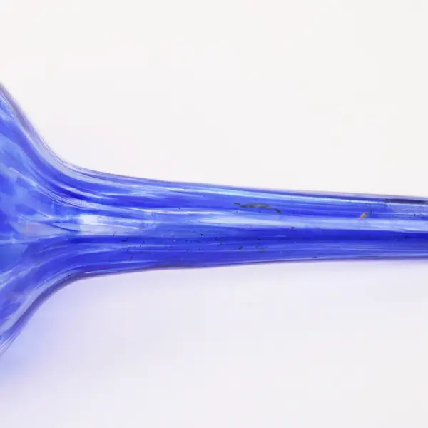 Hand-Blown Glass Plant Watering Globe Blue White Speckled Self-Watering