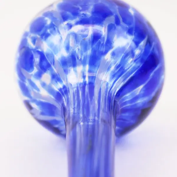 Hand-Blown Glass Plant Watering Globe Blue White Speckled Self-Watering
