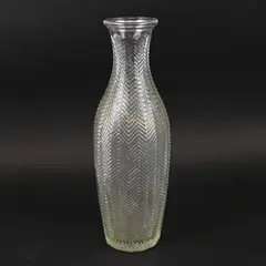 Clear Glass Chevron Textured Vase Carafe Flower Display