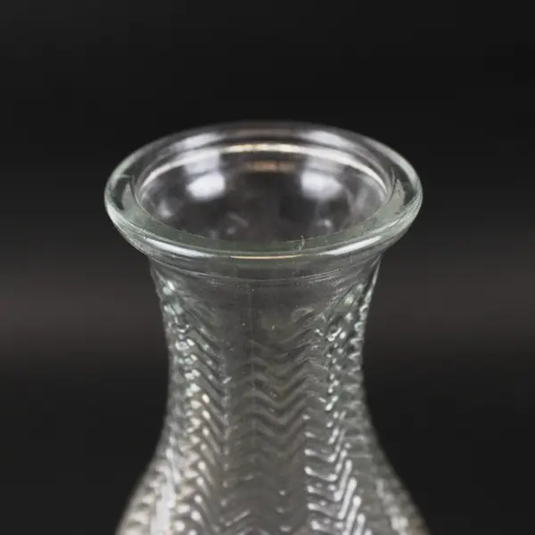 Clear Glass Chevron Textured Vase Carafe Flower Display