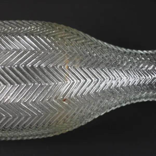 Clear Glass Chevron Textured Vase Carafe Flower Display