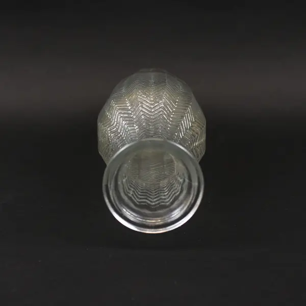 Clear Glass Chevron Textured Vase Carafe Flower Display