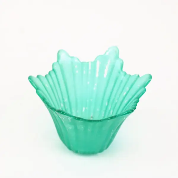 Unbranded Handkerchief Glass Bowls Set of 2 Red Turquoise