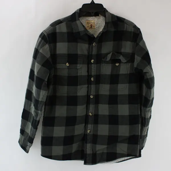 RedHead Men's Small Charcoal Black Plaid Sherpa Flannel Shacket