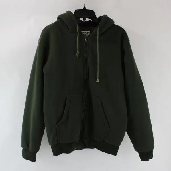 Victory Outfitters Men's Green Sherpa-Lined Zip-Up Hoodie Size M