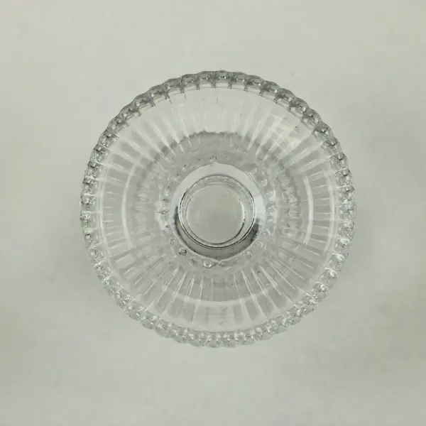 Clear Pressed Glass Pedestal Candle Holder Fluted Scalloped Dish