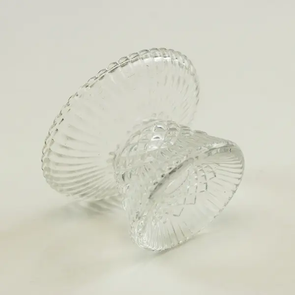 Clear Pressed Glass Pedestal Candle Holder Fluted Scalloped Dish