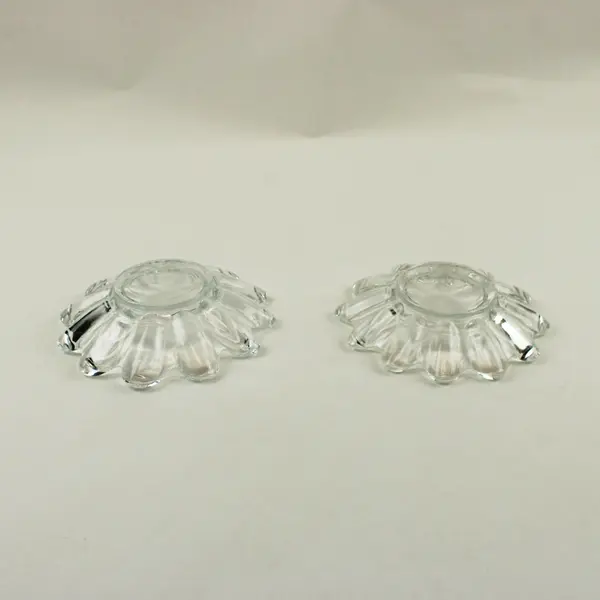 Set of 2 Clear Glass Flower Shaped Dishes 12 Petals USA