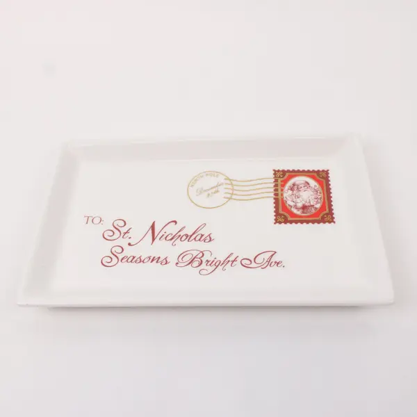 St. Nicholas Christmas Ceramic Serving Tray North Pole Postmark Santa