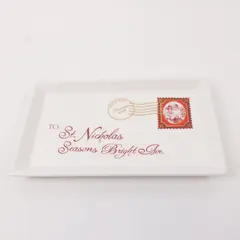 St. Nicholas Christmas Ceramic Serving Tray North Pole Postmark Santa