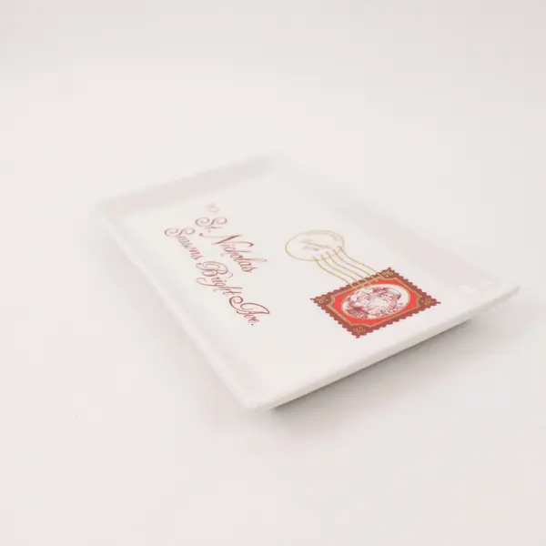 St. Nicholas Christmas Ceramic Serving Tray North Pole Postmark Santa