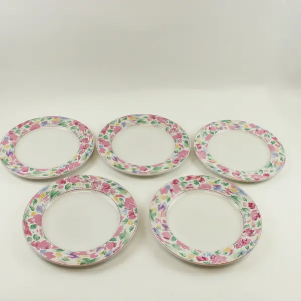 Vitromaster Bali Set of 5 Floral Stoneware Dinner Plates 10.75 Inch