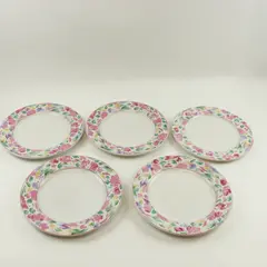 Vitromaster Bali Set of 5 Floral Stoneware Dinner Plates 10.75 Inch