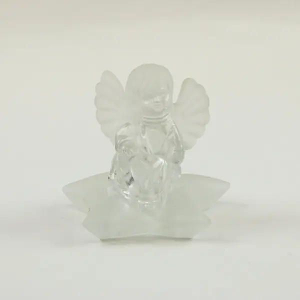 Frosted Glass Angel Candle Holder Star Base Holiday Religious Decor
