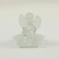 Frosted Glass Angel Candle Holder Star Base Holiday Religious Decor