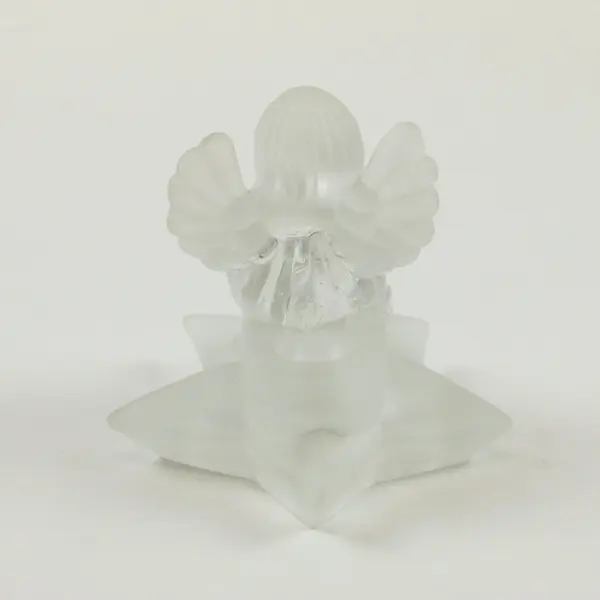 Frosted Glass Angel Candle Holder Star Base Holiday Religious Decor