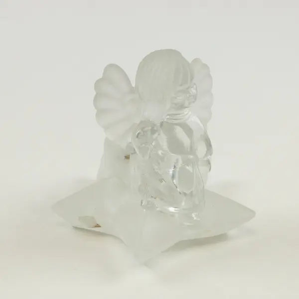 Frosted Glass Angel Candle Holder Star Base Holiday Religious Decor