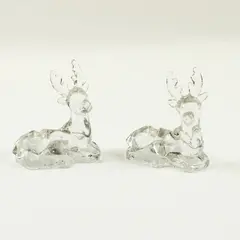 Silvestri Clear Glass Reindeer Candle Holder Pair Holiday Decor