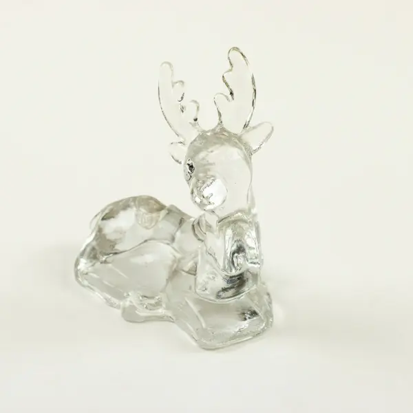 Silvestri Clear Glass Reindeer Candle Holder Pair Holiday Decor