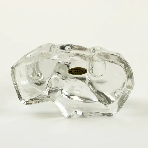 Silvestri Clear Glass Reindeer Candle Holder Pair Holiday Decor