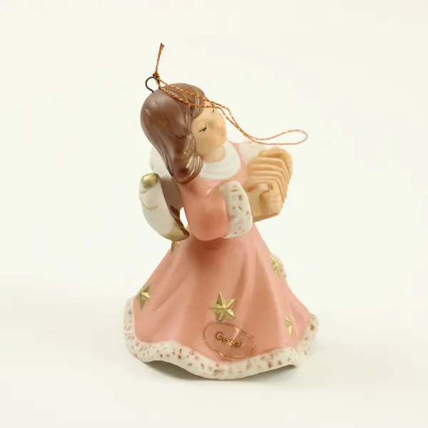 Goebel 1997 Annual Angel Bell Christmas Figurine Pink Dress