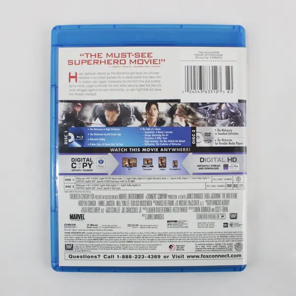 The Wolverine (2013) Blu-ray + DVD + Digital Copy Hugh Jackman Marvel