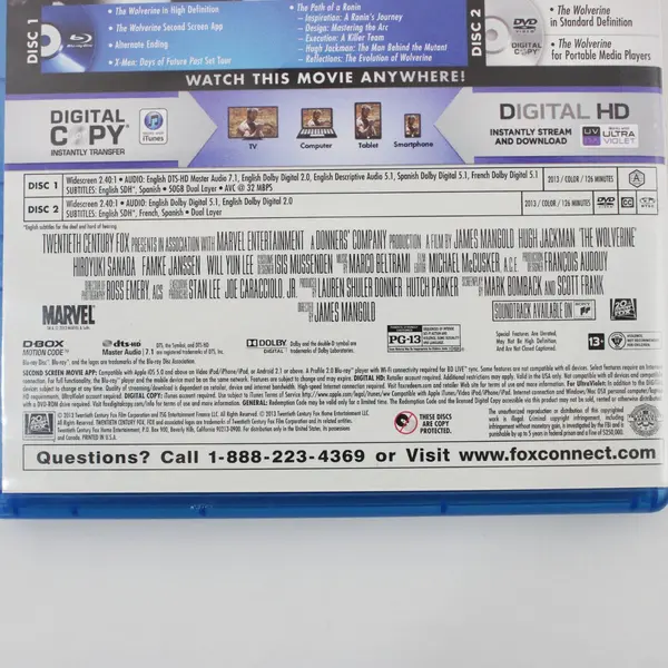 The Wolverine (2013) Blu-ray + DVD + Digital Copy Hugh Jackman Marvel