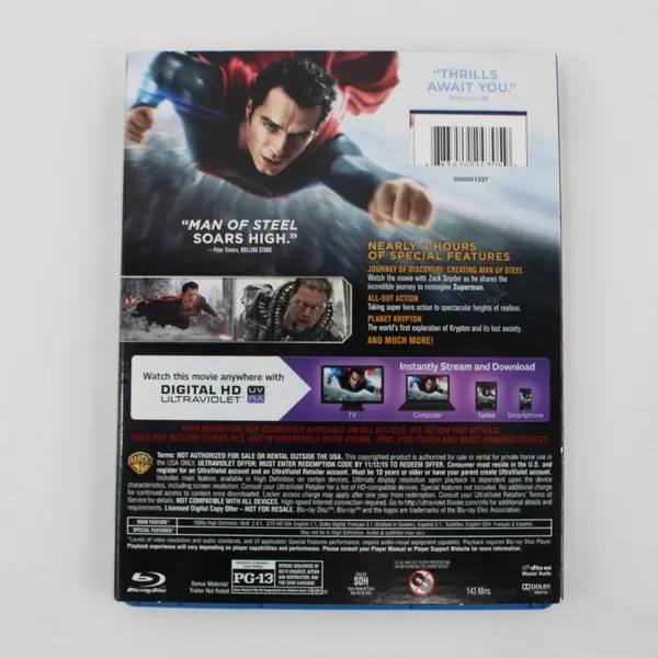 Man of Steel Blu-ray 2013 Henry Cavill Superman Movie