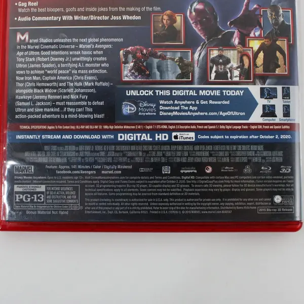 Marvel Avengers Age of Ultron Collector's Edition Blu-ray 3D 2015