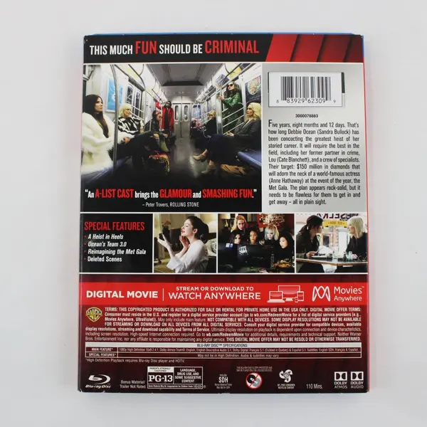 Ocean's 8 Blu-ray 2018 Sandra Bullock Cate Blanchett Rihanna Awkwafina